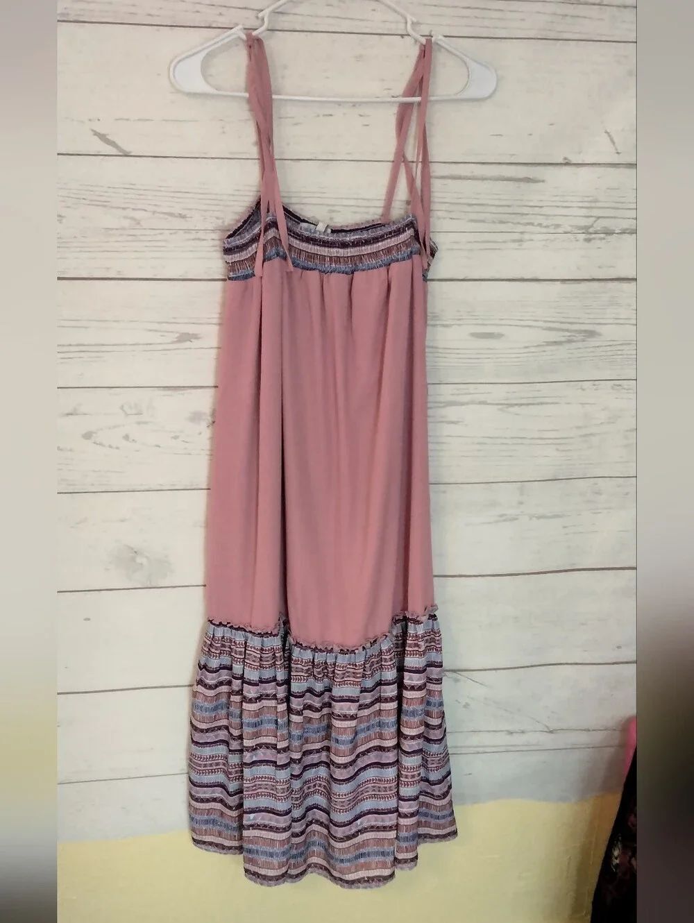 Maternity Dusty Rose Maxi Sundress with Patterned Hem